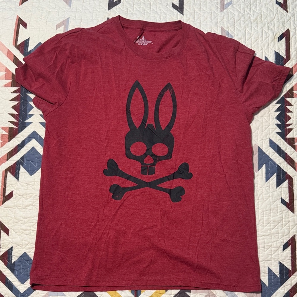 Red Graphic Bunny Skull Tee